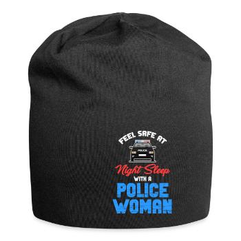 Fühlen Sie Sich Sicher, Schlafen Sie Nachts Mit - Jersey-Beanie - Schwarz - Vorne