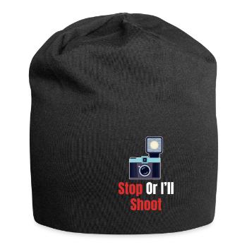 Hör Auf, Sonst Schieße Ich. Lustiger Fotograf, - Jersey-Beanie - Schwarz - Vorne