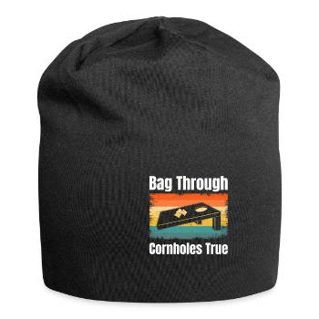 Bag Through Cornholes True Boardgame Tailgating - Jersey Beanie - black - Front