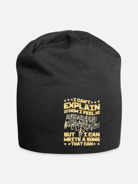 Ne peut pas expliquer ses sentiments, mais peut écrire une chanson - Bonnet en jersey - noir
