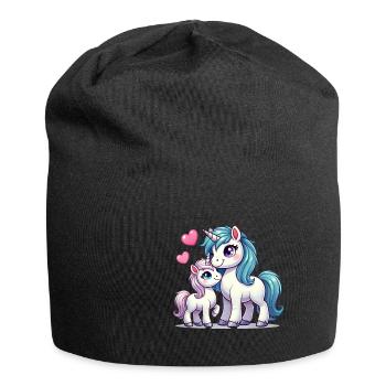 Loving Unicorn Parent with Child - Jersey-Beanie - Schwarz - Vorne
