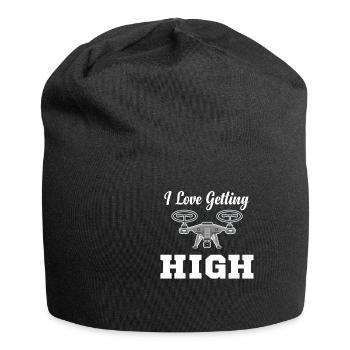 I Love Getting High Funny Drone Flying Helicopter - Jersey Beanie - black - Front
