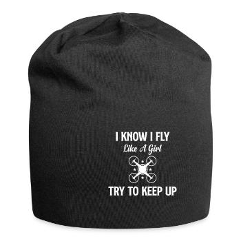 I know that I fly like a girl. - Jersey Beanie - black - Front