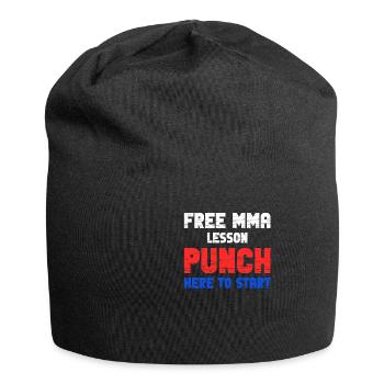 Kostenlose Mma-lektion Punch Hier, Um Mit - Jersey-Beanie - Schwarz - Vorne