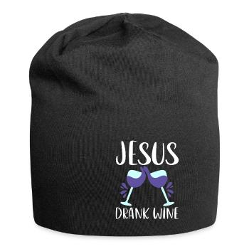 Jesus Drank Wine 4 - Jersey-Beanie - Schwarz - Vorne