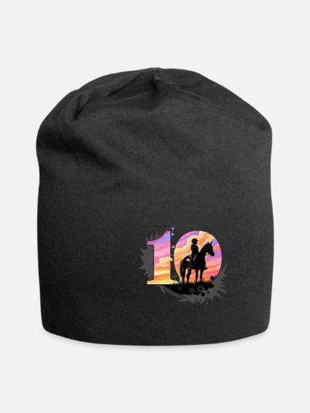 10. Geburtstag Pferde Reiten 10 Jahre Mädchen - Jersey-Beanie - Schwarz