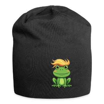 I know where the frog has the curls funny hair - Jersey Beanie - black - Front