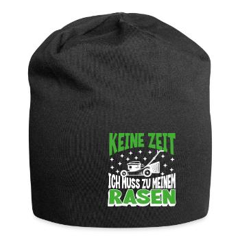 Keine Zeit, ich muss zu meinem Rasen - Jersey-Beanie - Schwarz - Vorne