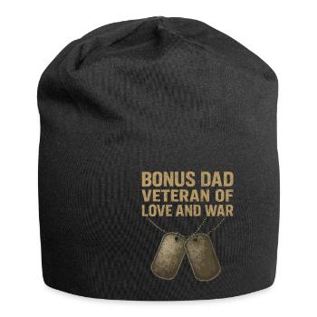 Bonus Dad - Veteran with Dogtags - Jersey Beanie - black - Front