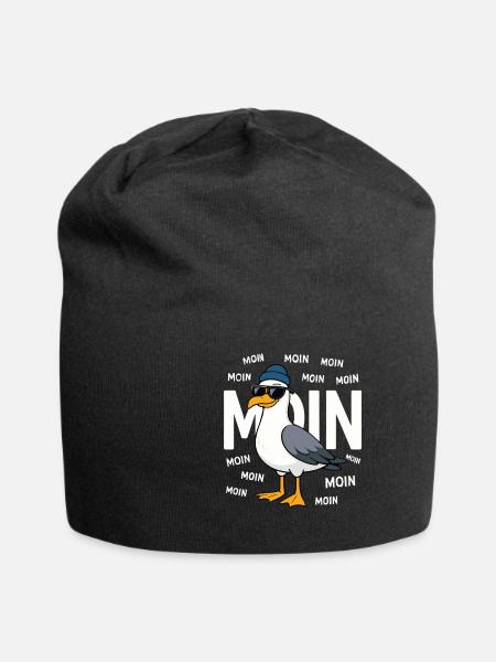 Moin Möwe – Norddeutsch & Lustig - Jersey-Beanie - Schwarz