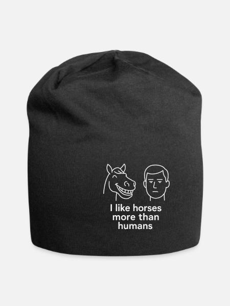 Ich Mag Pferde Mehr Als Menschen Spruch - Jersey-Beanie - Schwarz