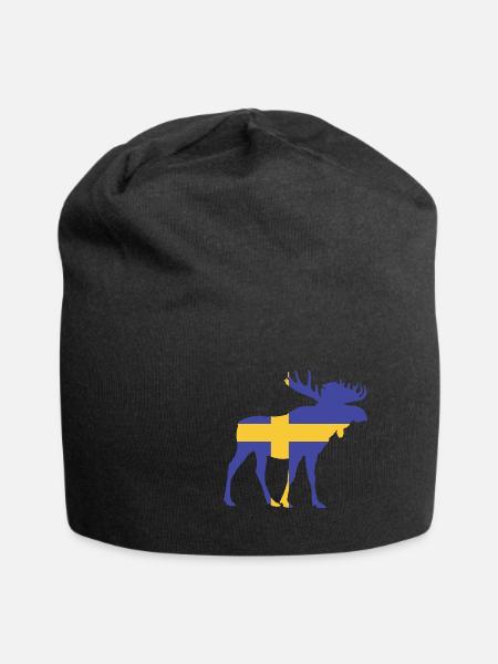 Schweden Flagge Hirsch Elch - Jersey-Beanie - Schwarz