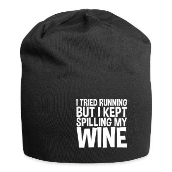 I Tried Running But I Kept Spilling My Wine 2 - Jersey Beanie - black - Front