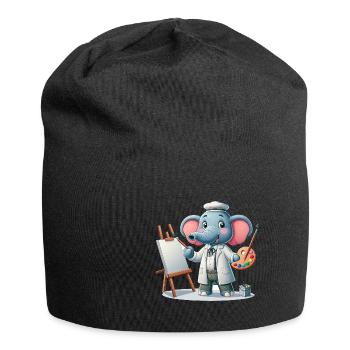 Cute Elephant Artist - Jersey Beanie - black - Front