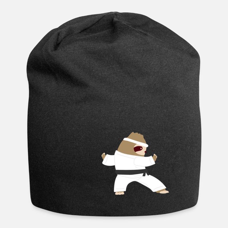 Faultier Karate Taekwondo Aikido Wingtsun Geschenk - Jersey-Beanie - Schwarz
