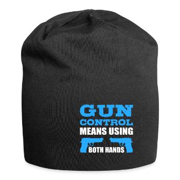 Avec les deux mains, utilisez du poison de policier - Bonnet en jersey - noir - Devant