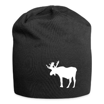 Elch Hirsch Geweih Rentier Geschenk Geschenkidee - Jersey-Beanie - Schwarz - Vorne