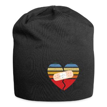 Heart Attack Survivor Patched Heart - Jersey Beanie - black - Front
