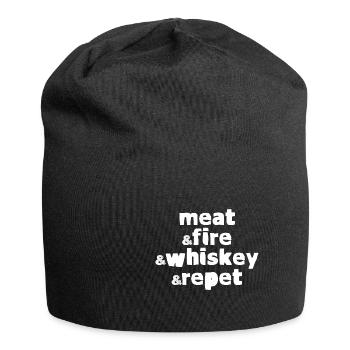 Meat And Fire And Whiskey And Repeat 4 - Jersey Beanie - black - Front