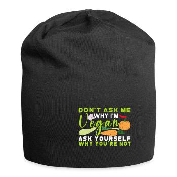 Vegan Fleischlos Tierlieb & Veganer - Jersey-Beanie - Schwarz - Vorne