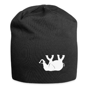 Elefant auf dem Rücken - Jersey-Beanie - Schwarz - Vorne
