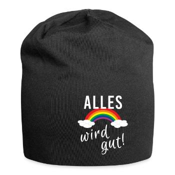 Alles wird gut Regenbogen zuhause Corona Virus - Jersey-Beanie - Schwarz - Vorne