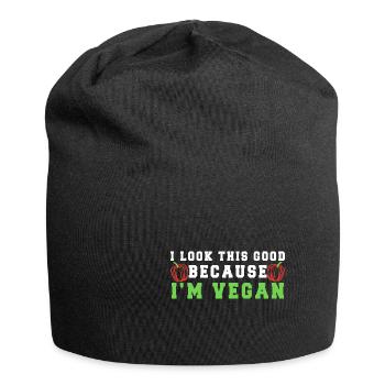 Vegan Fleischlos Tierlieb & Veganer - Jersey-Beanie - Schwarz - Vorne