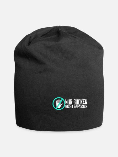 Nicht anfassen Do not Touch Spruch Icon Symbol - Jersey-Beanie - Schwarz