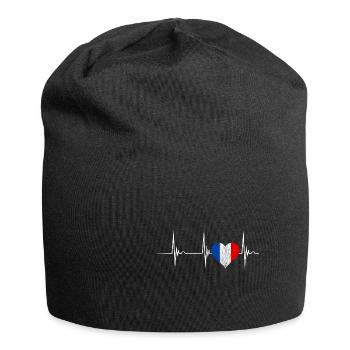 Frankreich Herz Franzose Herzschlag EKG Puls Franc - Jersey-Beanie - Schwarz - Vorne