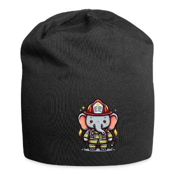 Cute Elephant Firefighter - Jersey Beanie - black - Front