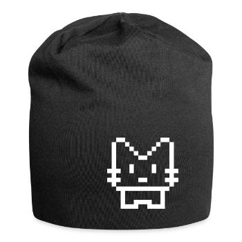 Pixelcat Weiss - Jersey-Beanie - Schwarz - Vorne