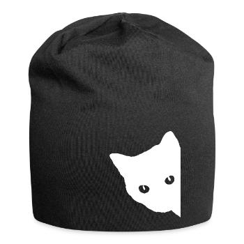 Katze Gesicht Weiß - Jersey-Beanie - Schwarz - Vorne