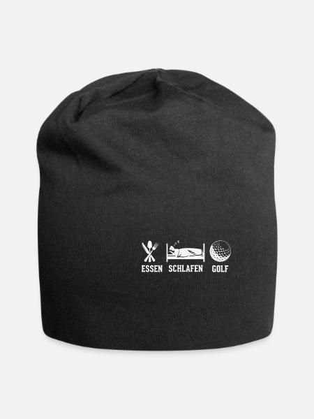 Essen Schlafen Golf - Jersey-Beanie - Schwarz