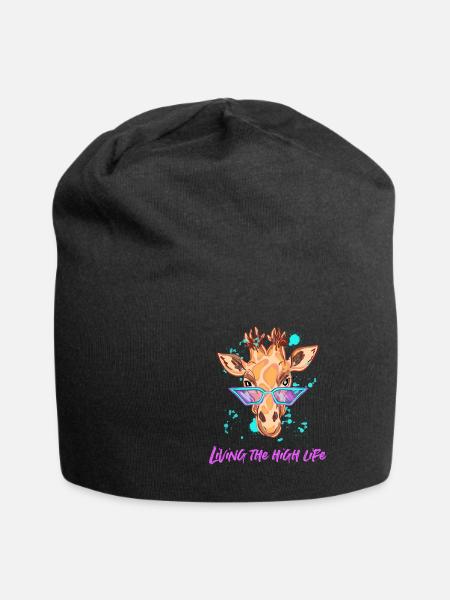 Cool giraffe - Jersey Beanie - black