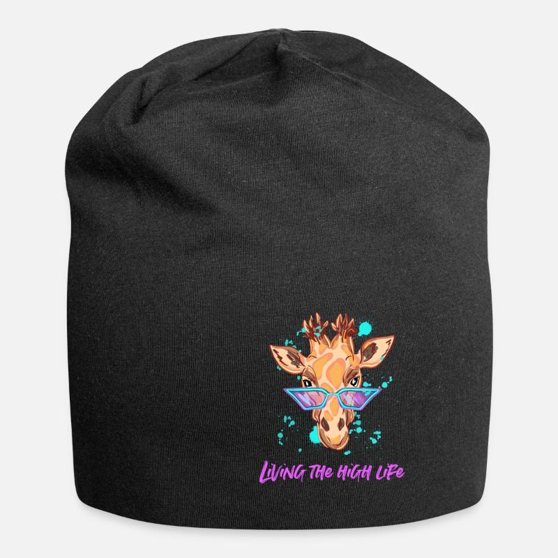 Cool giraffe - Jersey Beanie - black