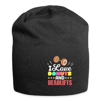 I Love Donuts And Deadlifts - Jersey-Beanie - Schwarz - Vorne