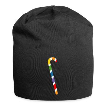 rainbow candy cane lgbtqi queer - Jersey Beanie - black - Front