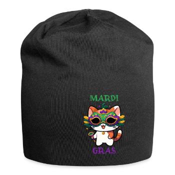 Cat Mardi Gras 2024 Kitten New Orleans - Jersey Beanie - black - Front