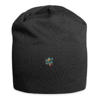Cooles Geometrisches Ethno Motiv - Jersey-Beanie - Schwarz - Vorne