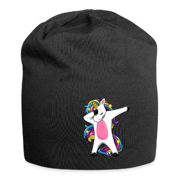 Dabbing Einhorn Regenbogen Mädchen Geschenk - Jersey-Beanie - Schwarz - Vorne