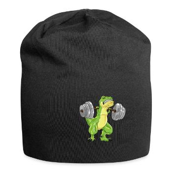 T-Rex Dino Kniebeugen Workout Bodybuilder Geschenk - Jersey-Beanie - Schwarz - Vorne