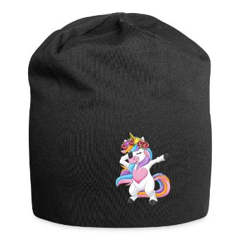 Tampon cadeau de fille guirlande florale licorne - Bonnet en jersey - noir - Devant