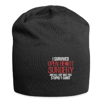 Funny Open Heart Surgery Shirt - Jersey Beanie - black - Front