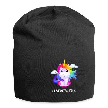 Einhorn i Love Metal Heavy Metal Metaller Geschenk - Jersey-Beanie - Schwarz - Vorne