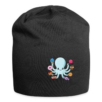Süßer Oktopus Geschenk Tintenfisch mit Süßigkeiten - Jersey-Beanie - Schwarz - Vorne