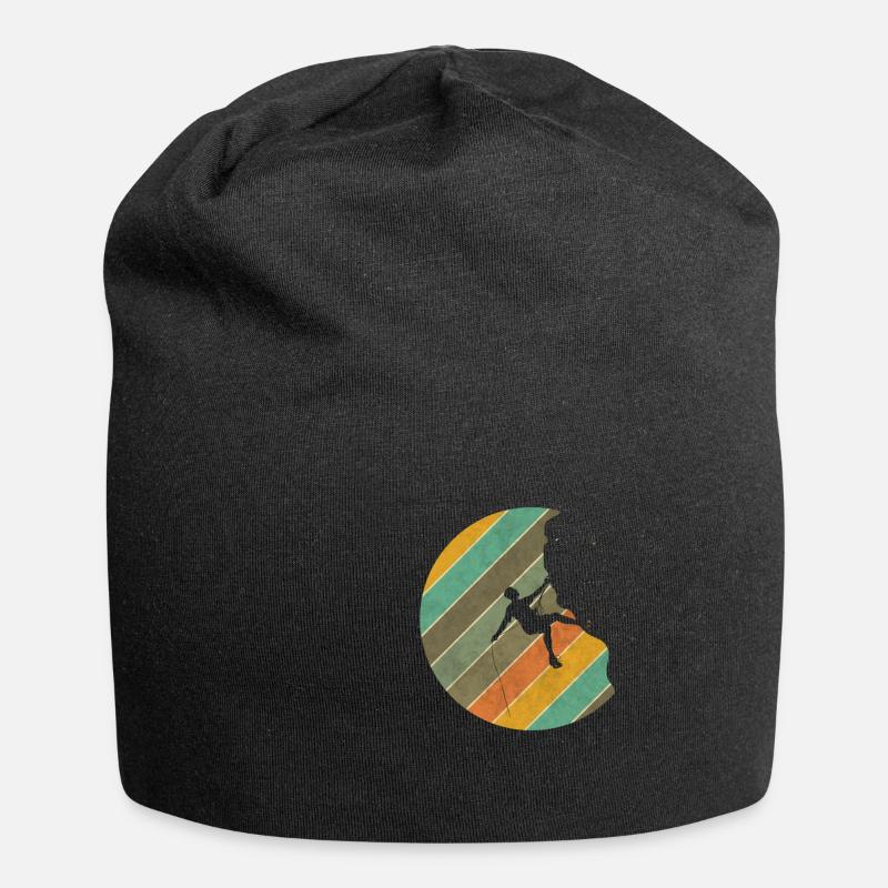 Kletter Retro Wander Berge Karabiner Geschenk - Jersey-Beanie - Schwarz