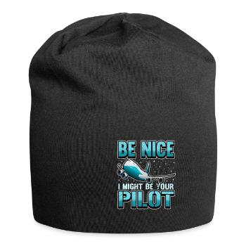 Drôle pilote volant dictons avion cadeau - Bonnet en jersey - noir - Devant