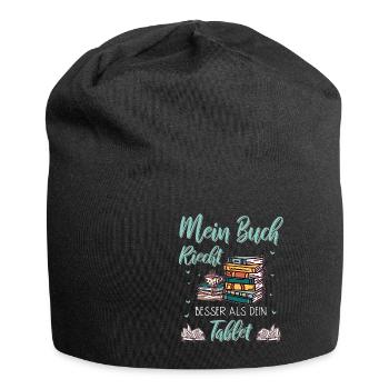 Lesen Buch Bücher Lustig Tablet Spruch Geschenk - Jersey-Beanie - Schwarz - Vorne