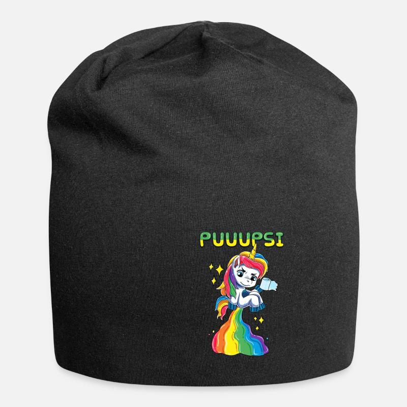 Arc en ciel Pupsi Licorne péter - Bonnet en jersey - noir