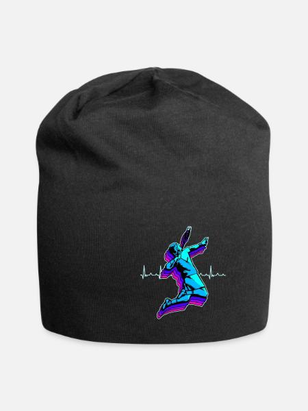 Badminton Federball Schläger Sport Hobby Geschenk - Jersey-Beanie - Schwarz